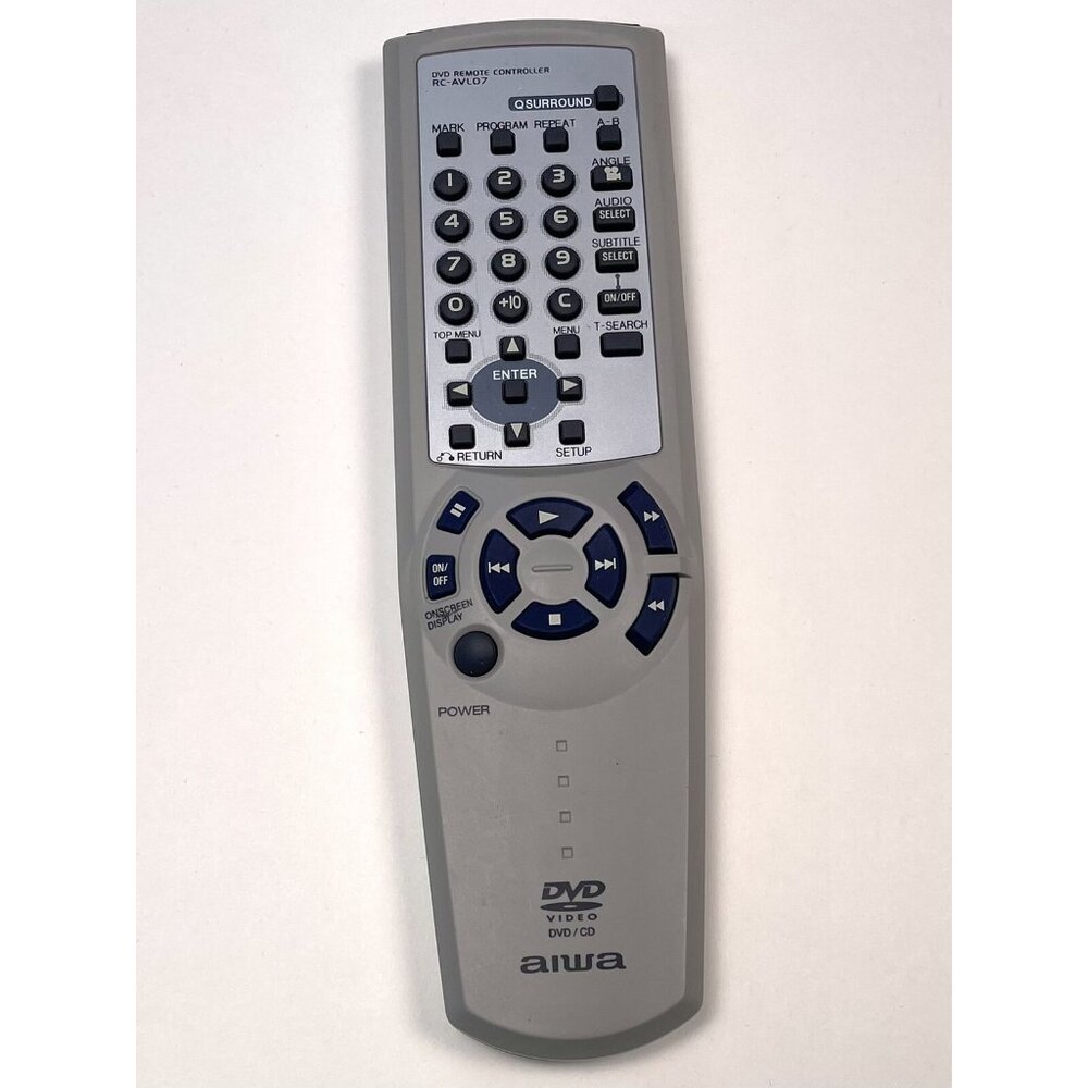 OEM AIWA Gray DVD/CD Player REMOTE CONTROL RC-AVL07 Tested WORKS EUC